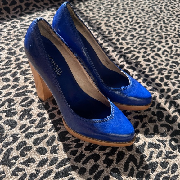 Michael Kors Shoes - Royal blue Michael Kors platform leather heels